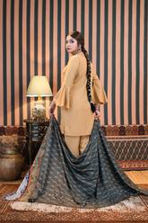 Golden Co-Ord with Tasweer-e-Janna Dupatta