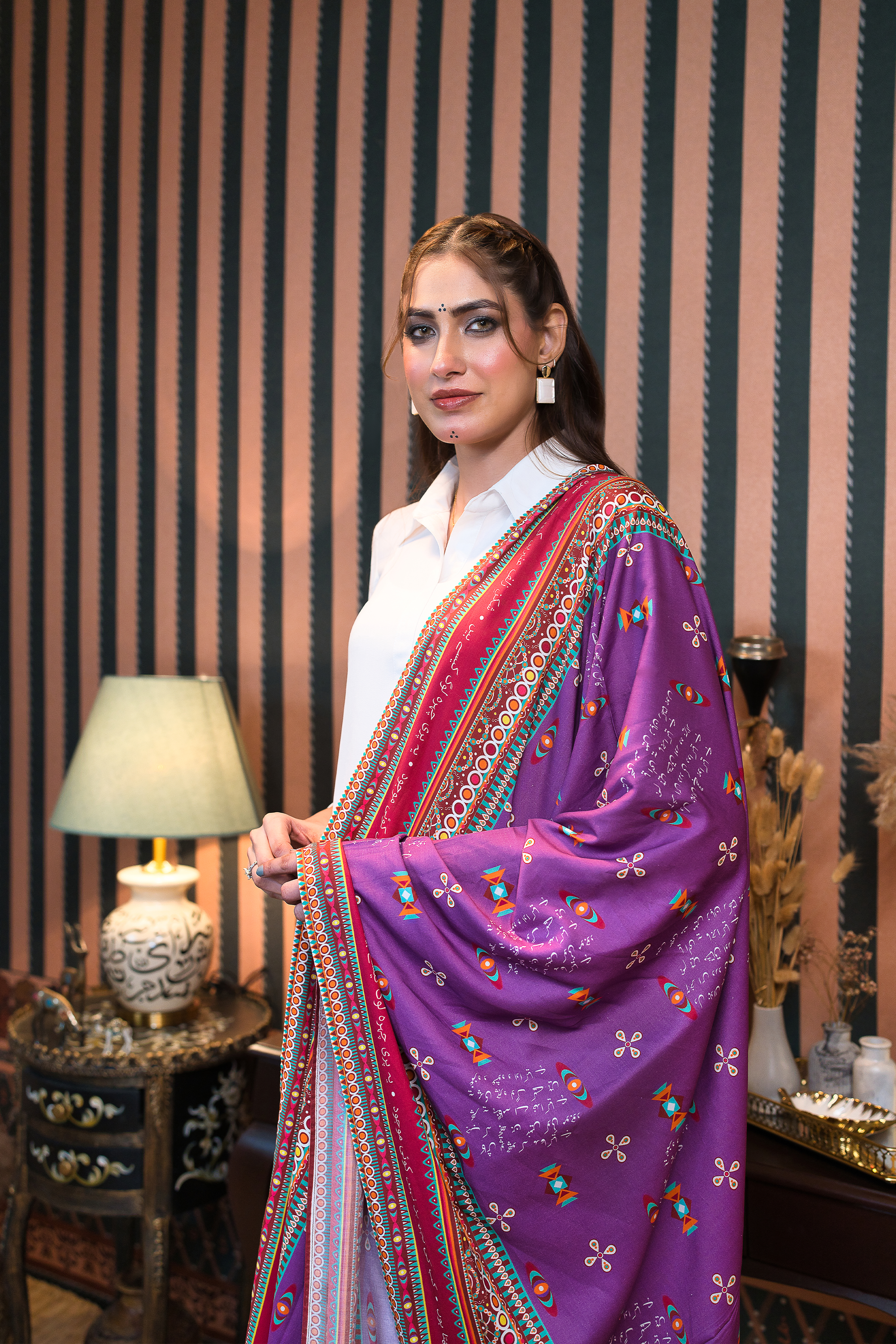 Hangma Purple Color Dupatta