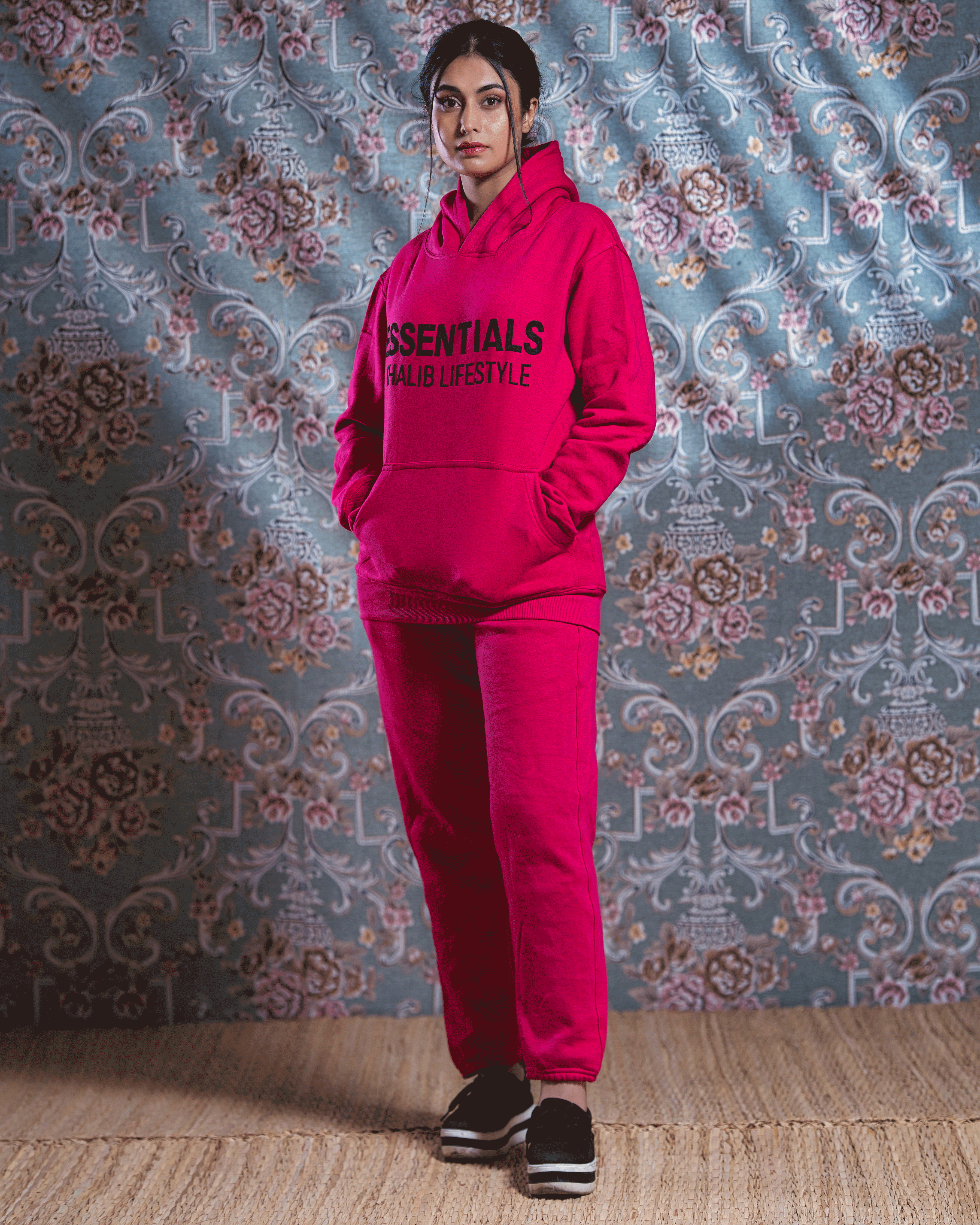 Fushia Pink Hoodie Track Suit Ghalibelifestyle Essentials