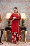 Round Neck Straight Shirt With Printed Trouser and Sequence Dupatta