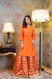 Straight Shirt Sharara Set With Sleeveless Jacket