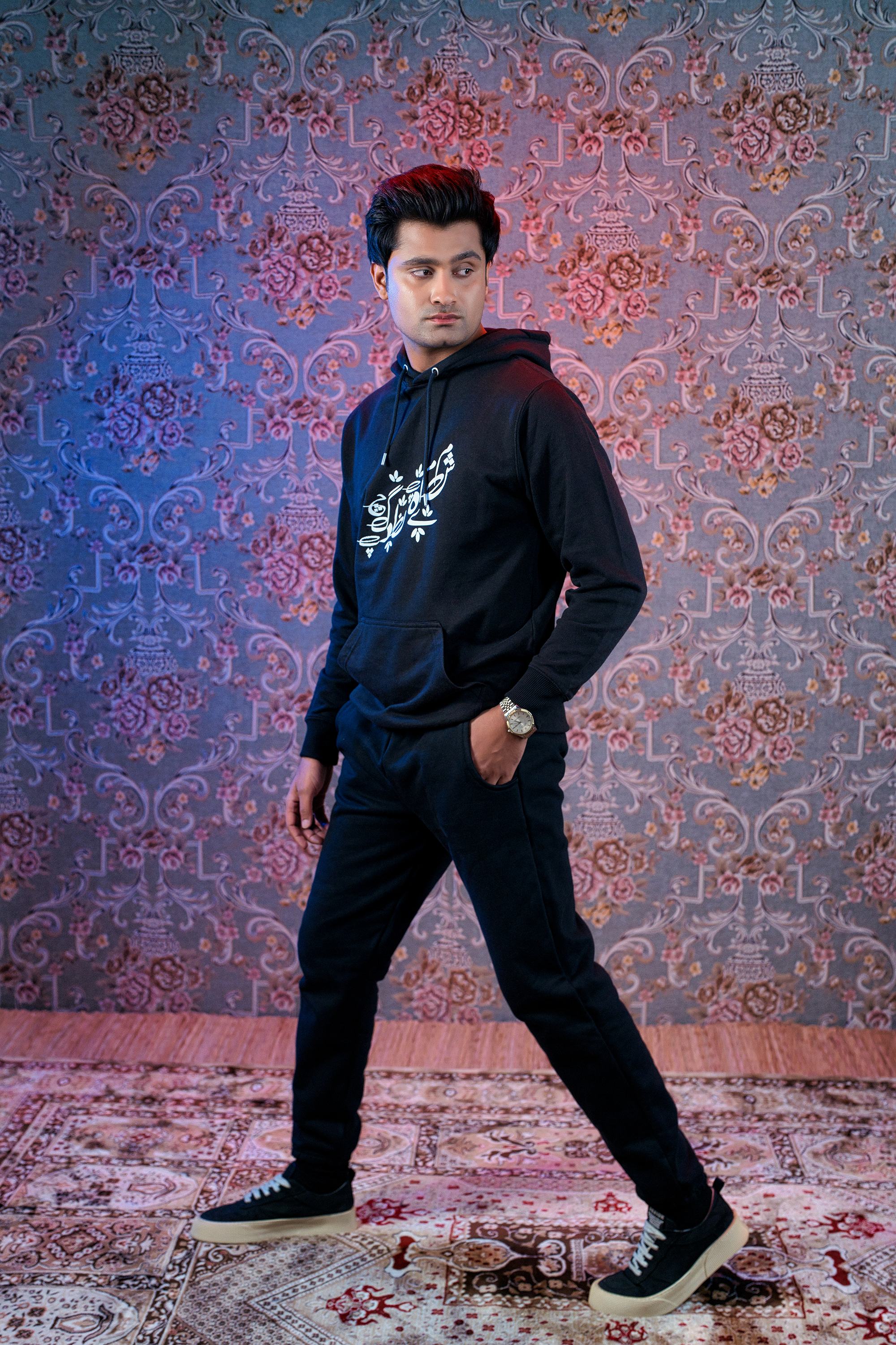 Urdu Haroof Black Hoodie and Sweatpants SHAYARISM Collection By Ghalib