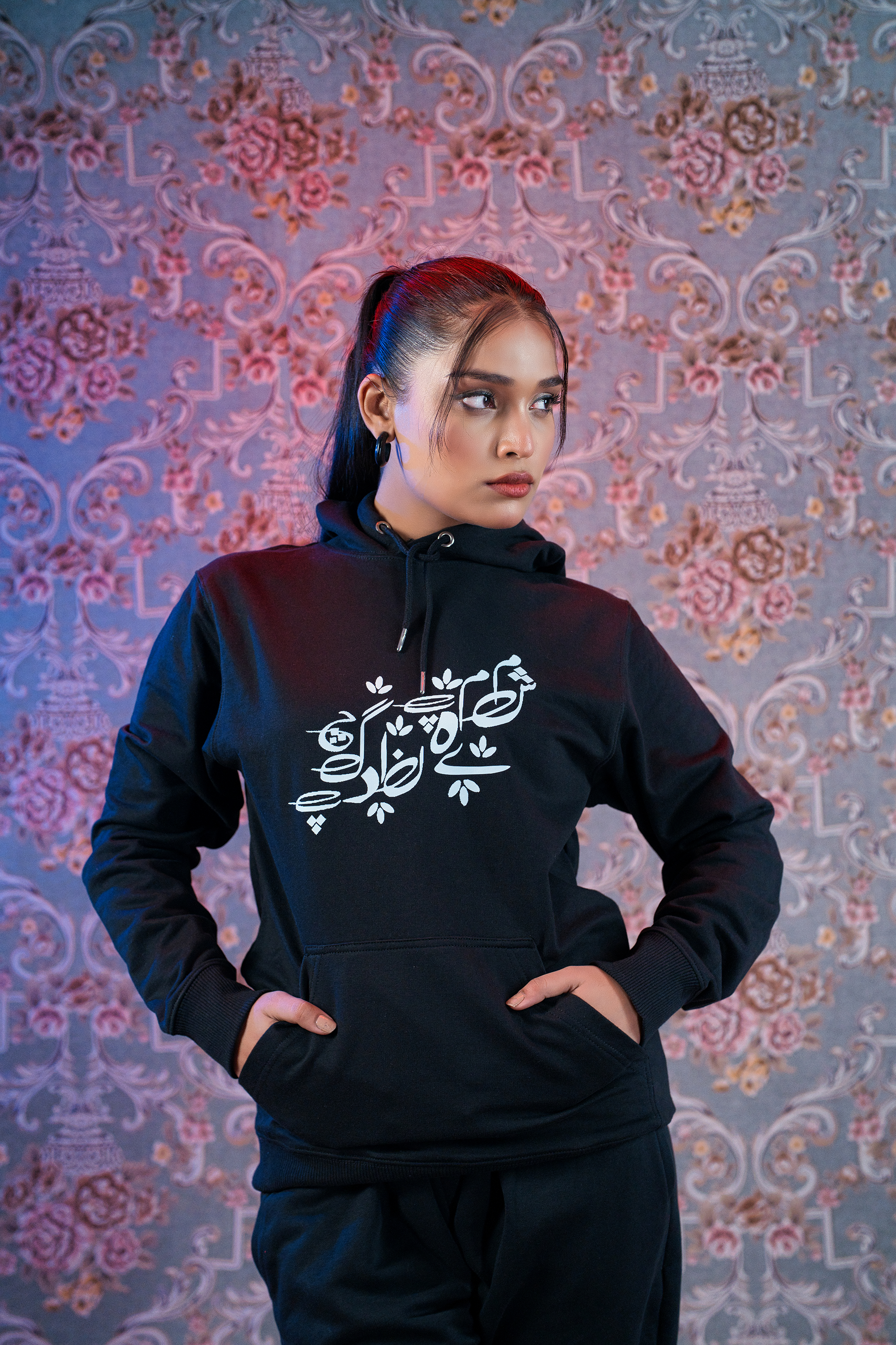 Urdu Haroof Black Hoodie and Sweatpants SHAYARISM Collection By Ghalib