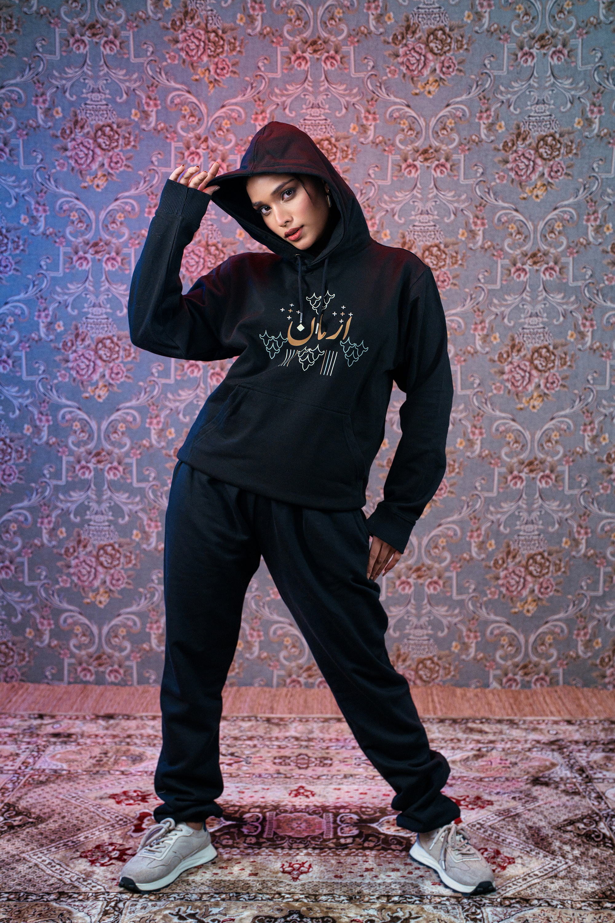 Arman Black Hoodie & Sweatpants Sharyam Collection by Ghalib