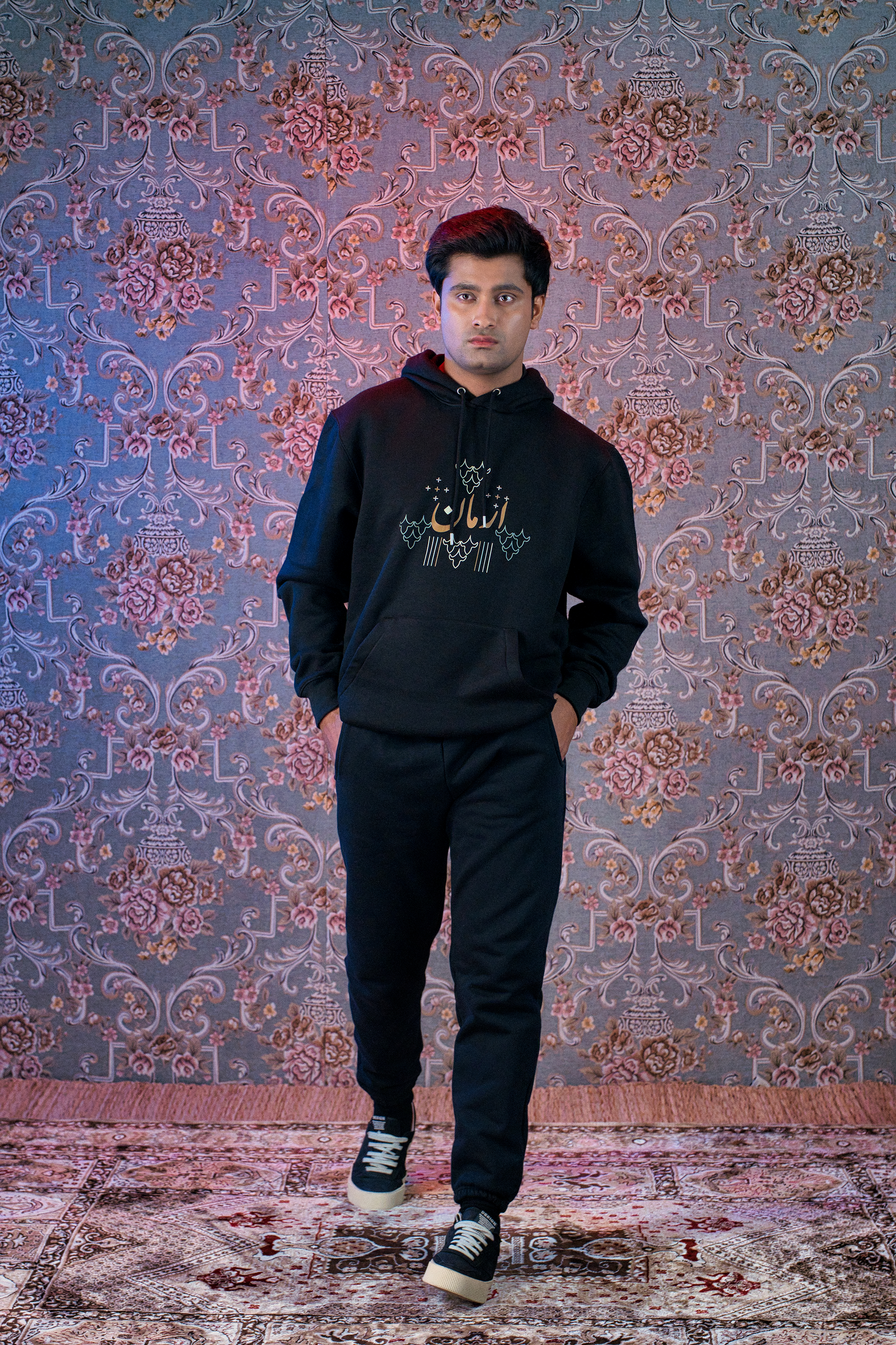 Arman Black Hoodie & Sweatpants Sharyam Collection by Ghalib