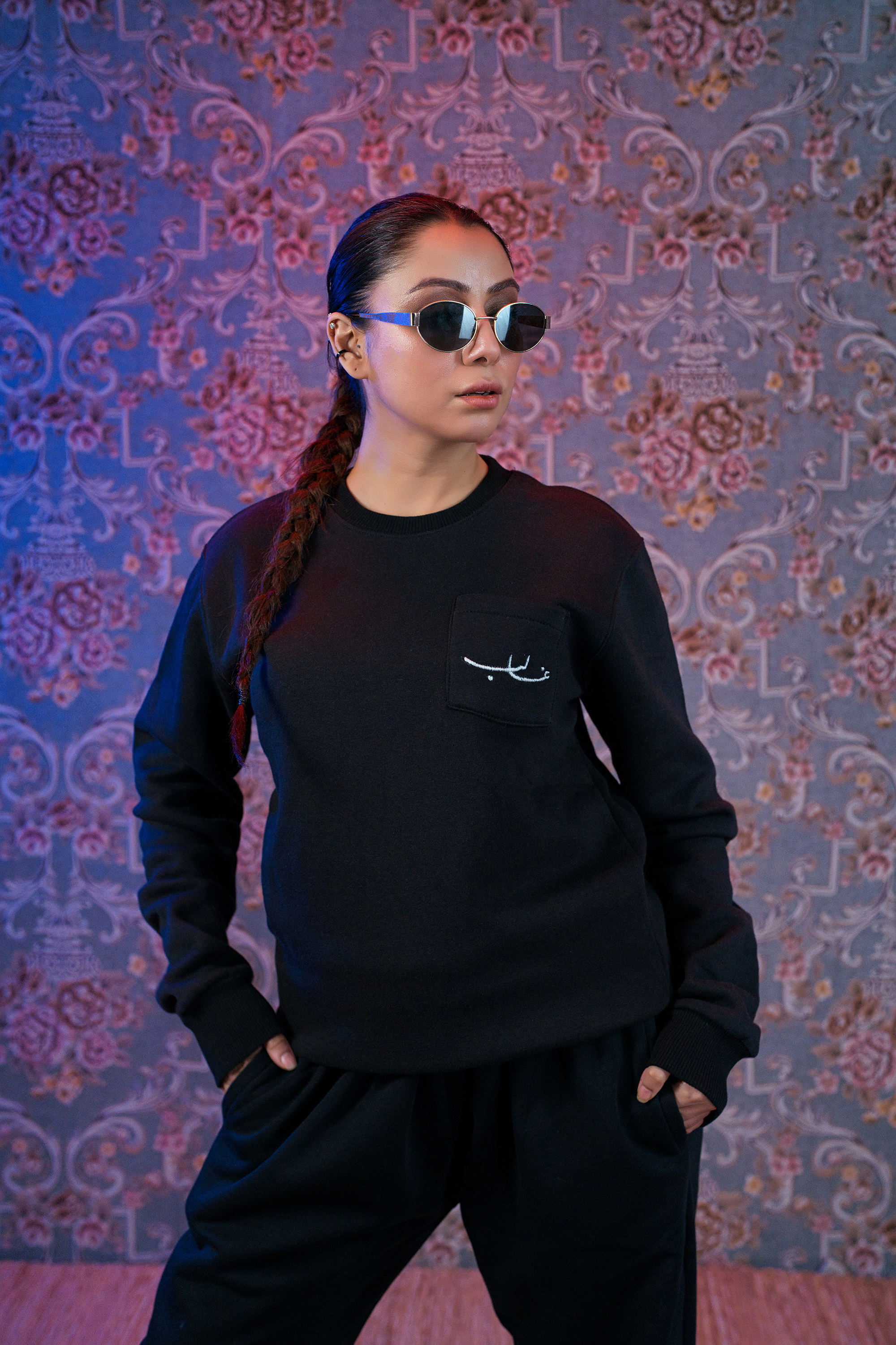 Black Embroidery Sweatshirt and Sweatpants SHAYARISM Capsule By Gahlib