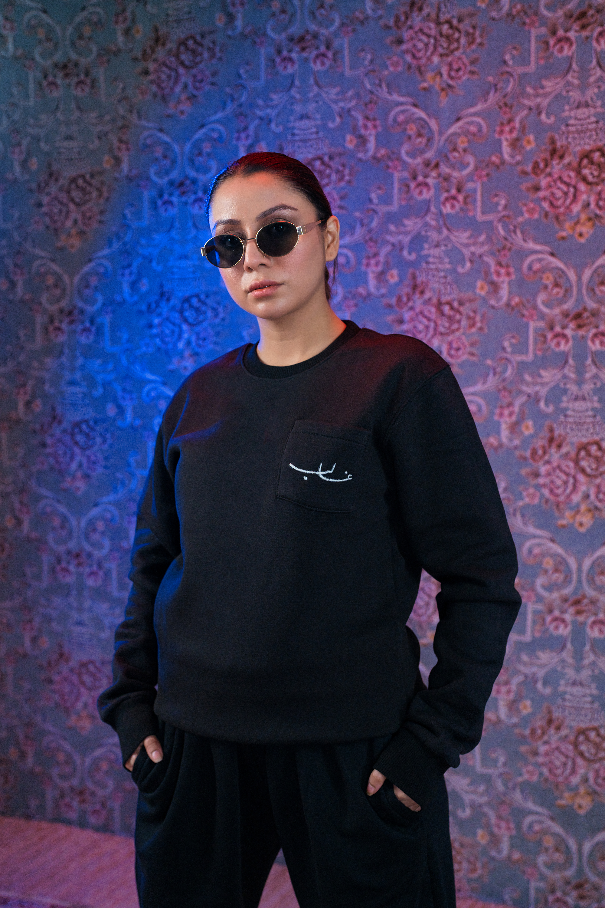 Black Embroidery Sweatshirt and Sweatpants SHAYARISM Capsule By Gahlib