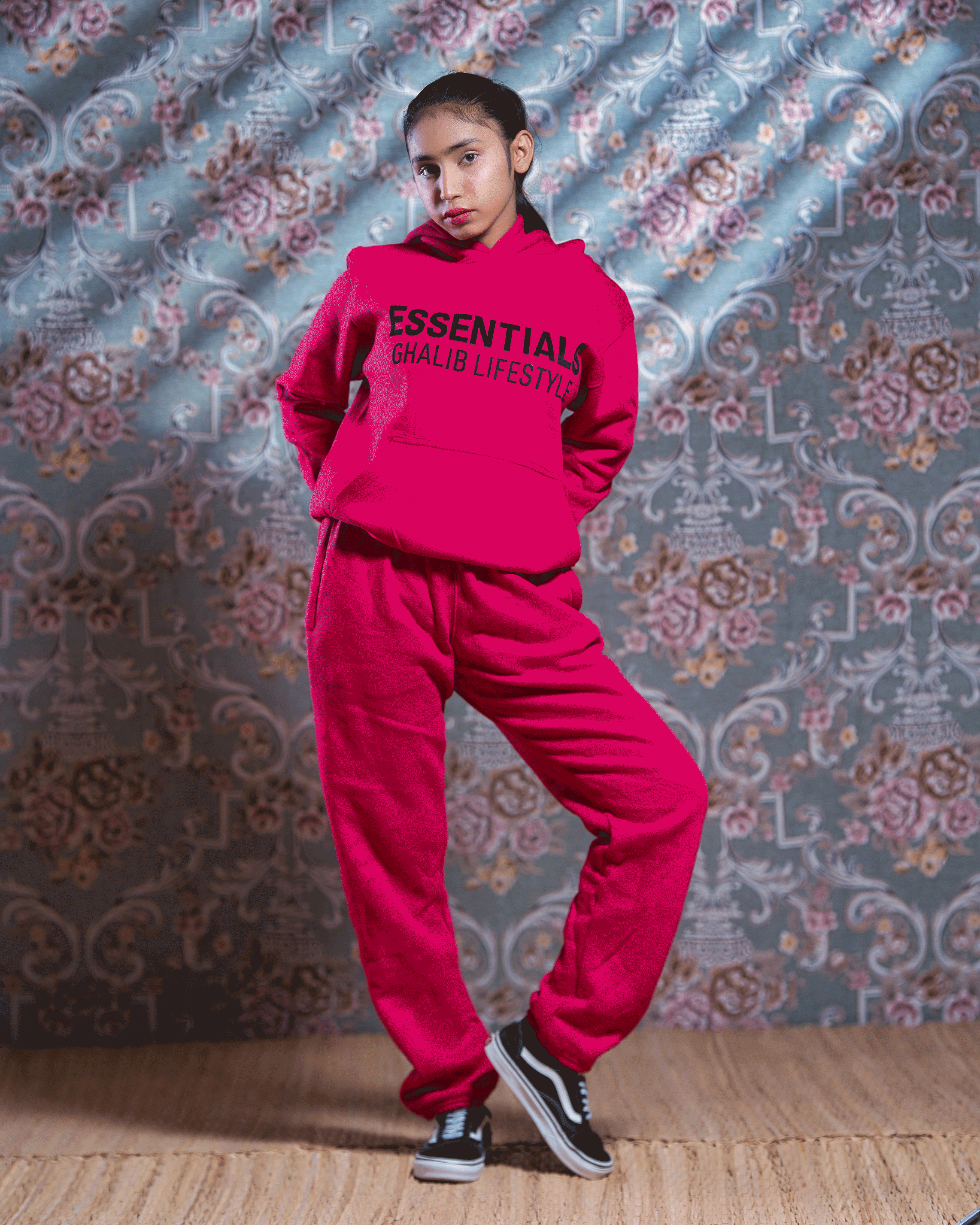 Shocking Pink Hoodie Track Suit Ghaliblifestyle Essentials