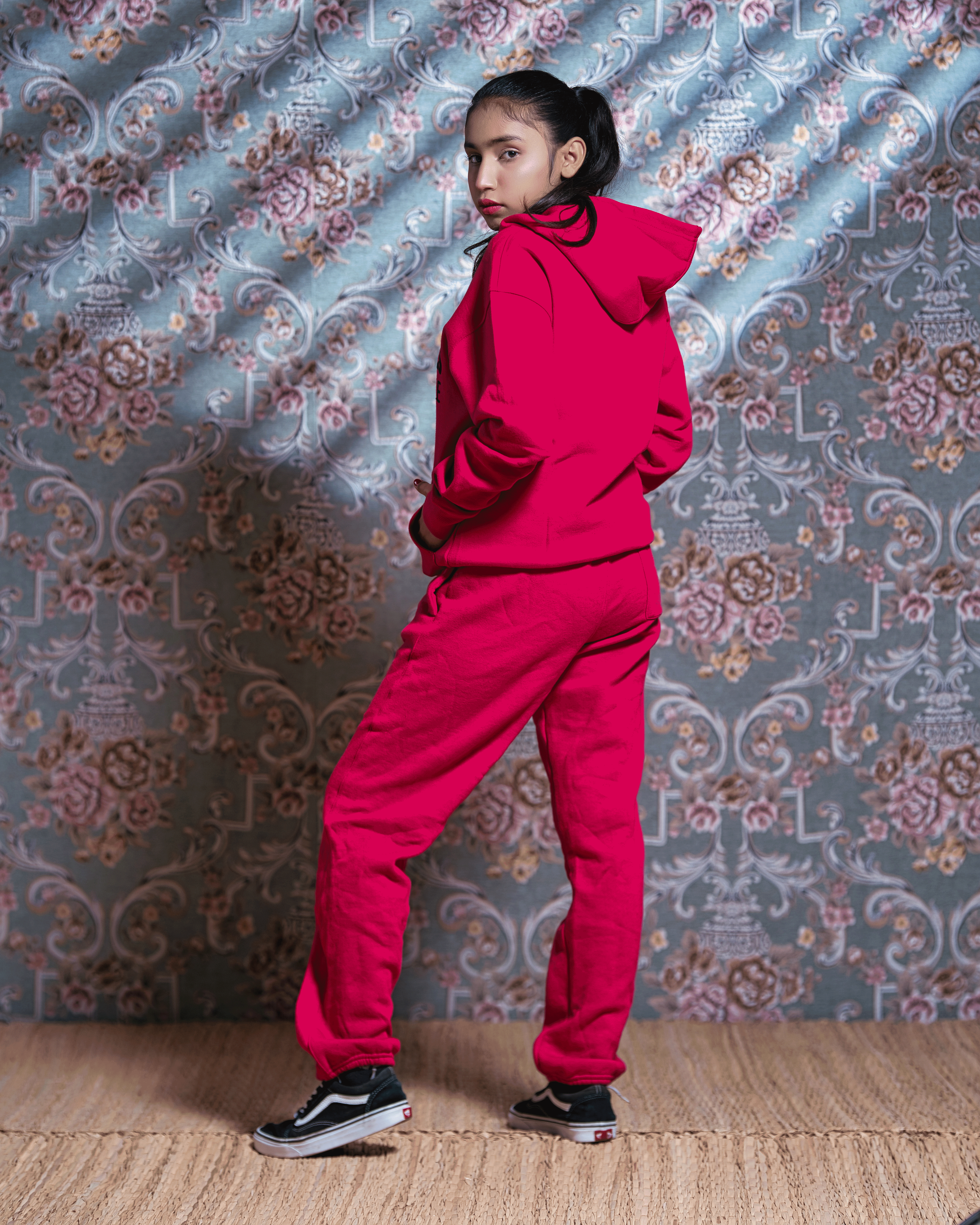 Shocking Pink Hoodie Track Suit Ghaliblifestyle Essentials