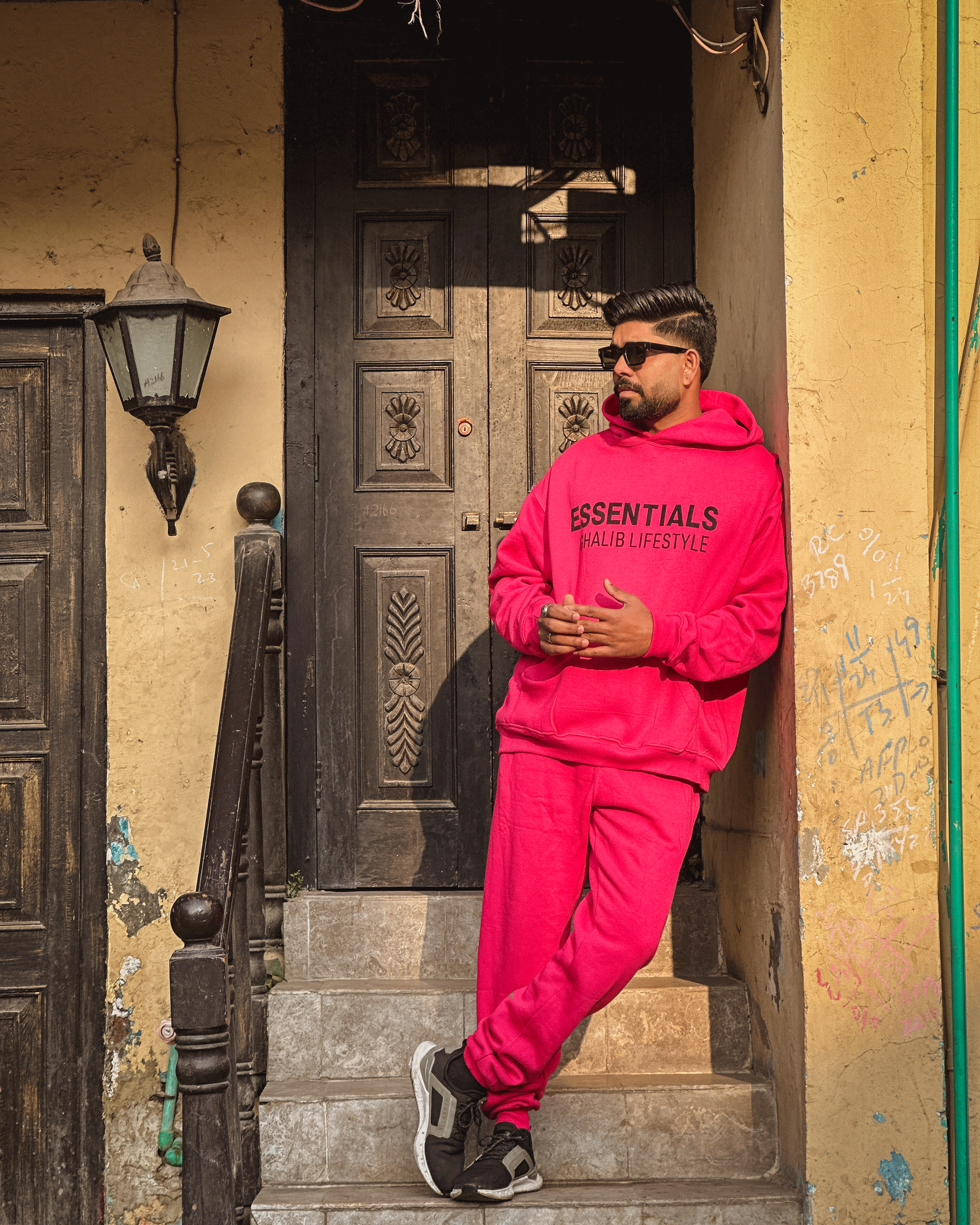 Shocking Pink Hoodie Track Suit Ghaliblifestyle Essentials